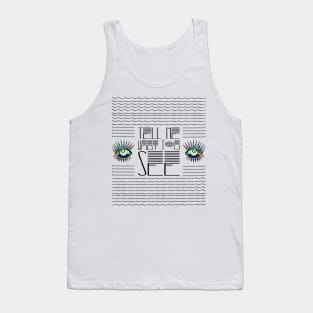 Patchwork Eye Tell Me What You See Line Art Tank Top